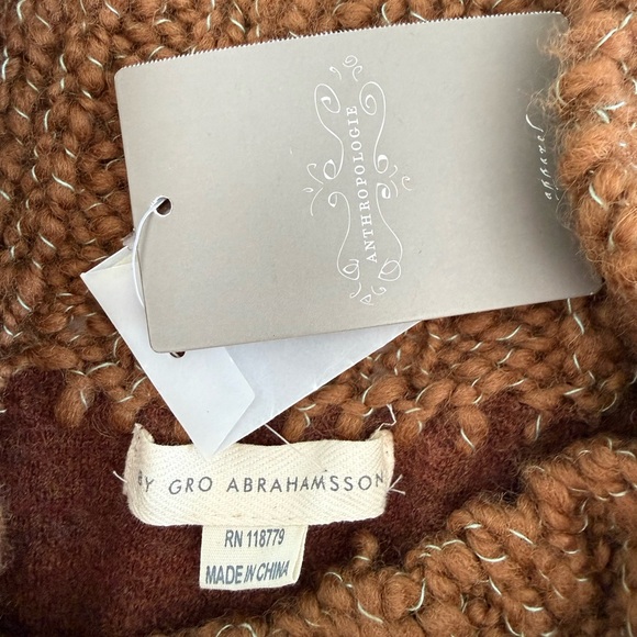 Anthropologie Burnt Orange and Gold Cowl Neck Sweater - Picture 7 of 8